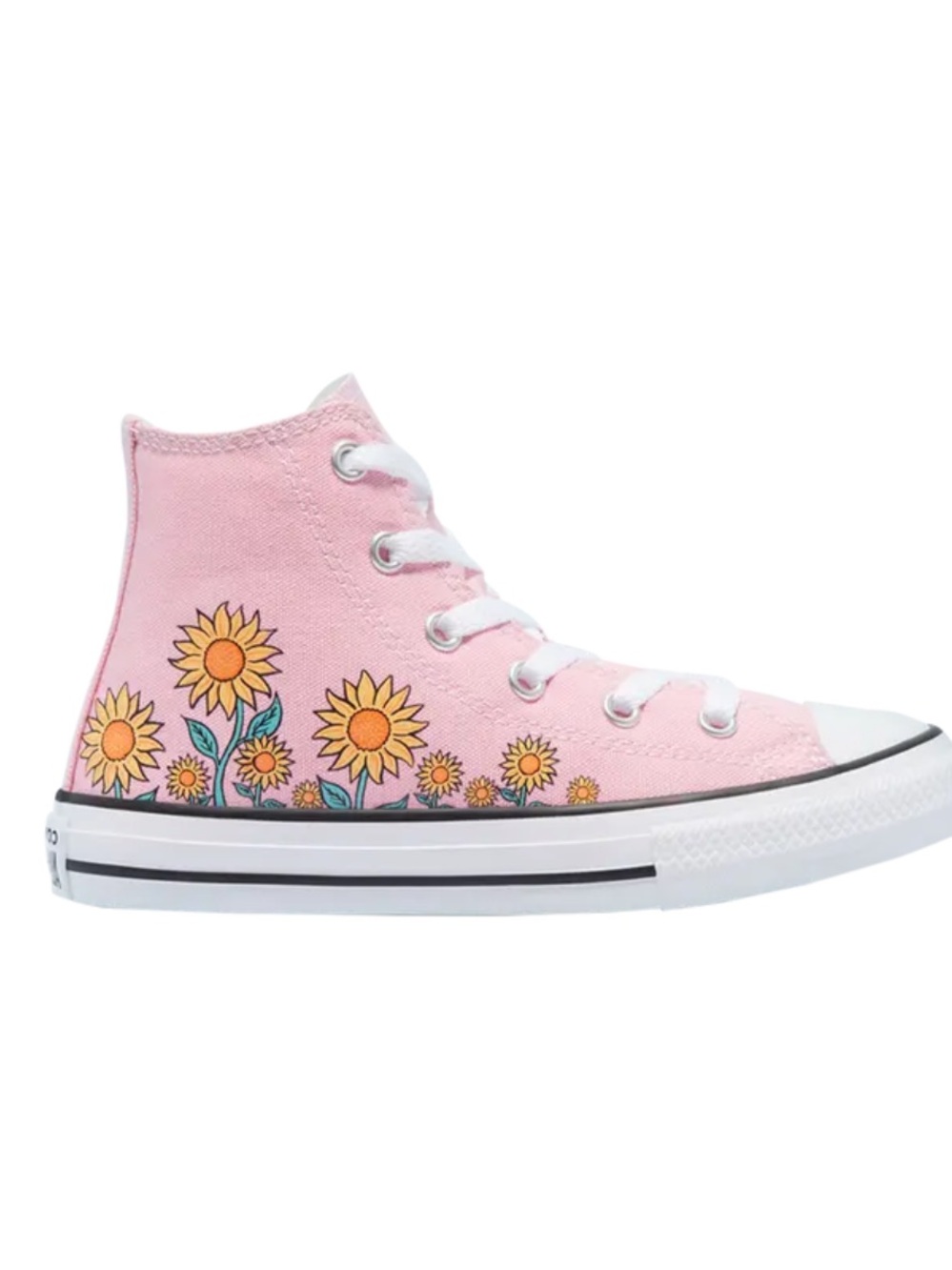 Pink High-Top  Sneaker with Sunflower Design
